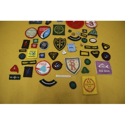 4 - Selection of Vintage Sew on Badges, including Girl Guides, Brownies, Porsche and Others