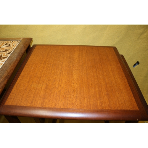 50 - Mid century Vintage G Plan Teak Nest of 3, Tile Topped, Set of Tables