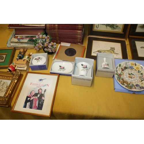 56 - Large Mixed Lot of Interesting Items including Wedgwood, Pendlefin Figures, Prints, Books and Much M... 