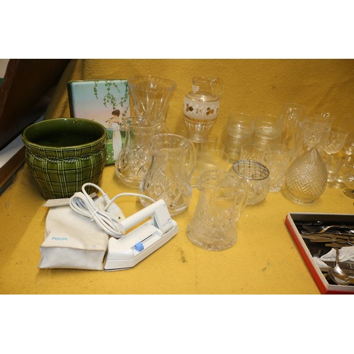 252 - Large Bundle of Glassware including Crystal plus Cutlery and Other Items