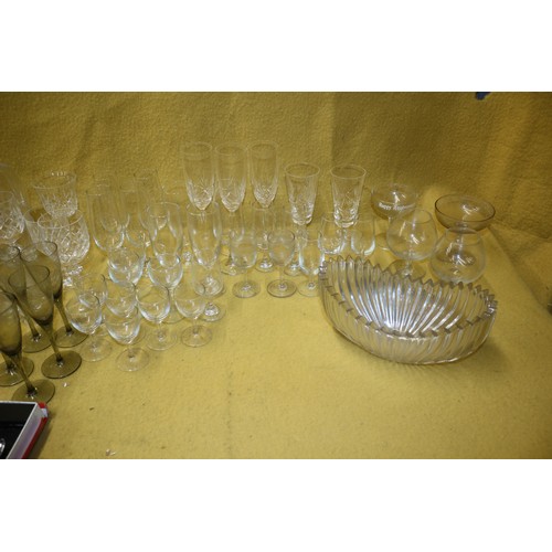 252 - Large Bundle of Glassware including Crystal plus Cutlery and Other Items