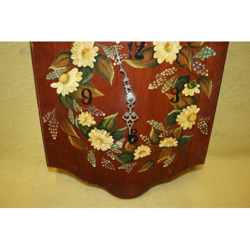 15 - Hand Painted Folk Art Clock - 52.5cm Long