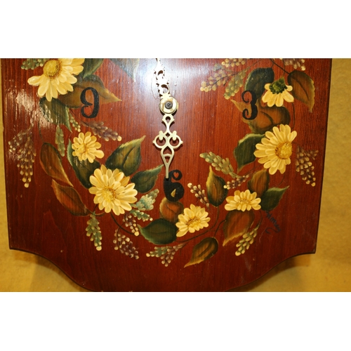 15 - Hand Painted Folk Art Clock - 52.5cm Long