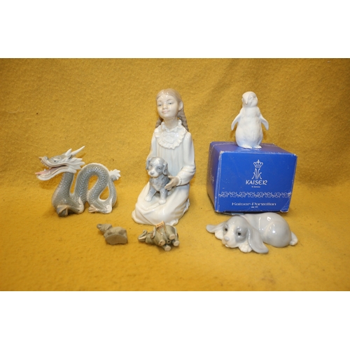 26 - Selection of Porcelain Figures including Dragon and Kaiser Penguin