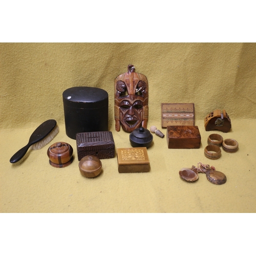 32 - Nice Selection of Wooden Items including African Mask, Various Sized Boxes, one Walnut and More