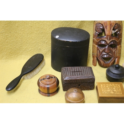 32 - Nice Selection of Wooden Items including African Mask, Various Sized Boxes, one Walnut and More