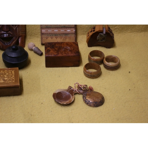 32 - Nice Selection of Wooden Items including African Mask, Various Sized Boxes, one Walnut and More