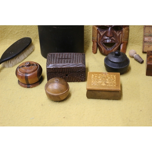 32 - Nice Selection of Wooden Items including African Mask, Various Sized Boxes, one Walnut and More