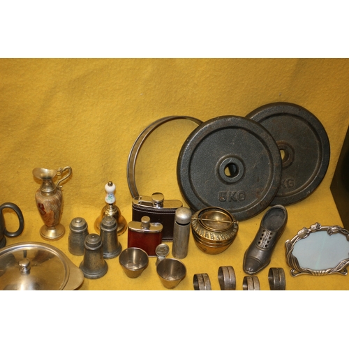 33 - Large Mixed Lot of Metal Items including Weights, Old Card Drawer, Thimbles and Much More