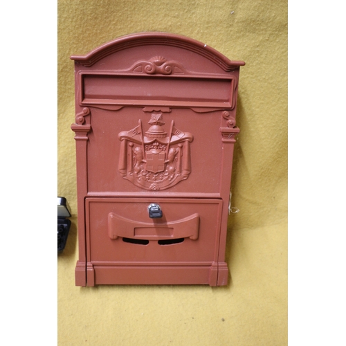 34 - Metal Vintage Style Letter Box with Key, Vintage Discus, Old Market Stall / Grocers Weight and Other