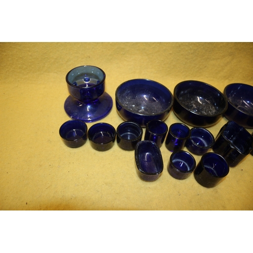 36 - Nice Selection of Vintage Blue Glass Liners and Other