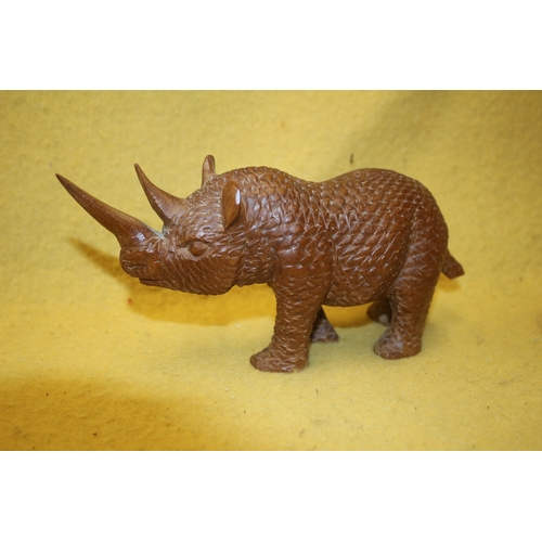 40 - Hand Carved Rhino - 23cm Long