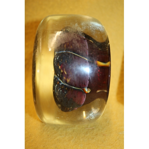 41 - 3 x Large and Heavy Glass Paperweights, one Mdina - Largest is 21cm Dia