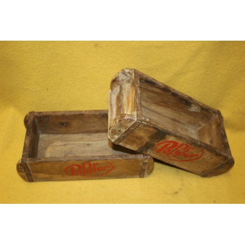 5 - Pair of Wooden Boxes with Dr. Pepper on the Side - 32cm Long