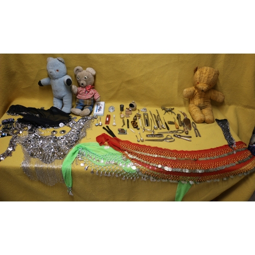 293 - Nice Selection of Mixed Interesting Items including Vintage Metal Ware, Teddies, Turkish Belly Danci... 