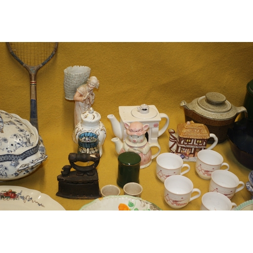 337 - Large Mixed Lot of Interesting Items including Various Aged Plates, Novelty Teapots and Other Items