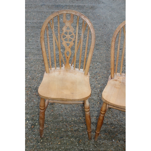 354 - Set of 4 Pine Wheel Spindle Back Chairs