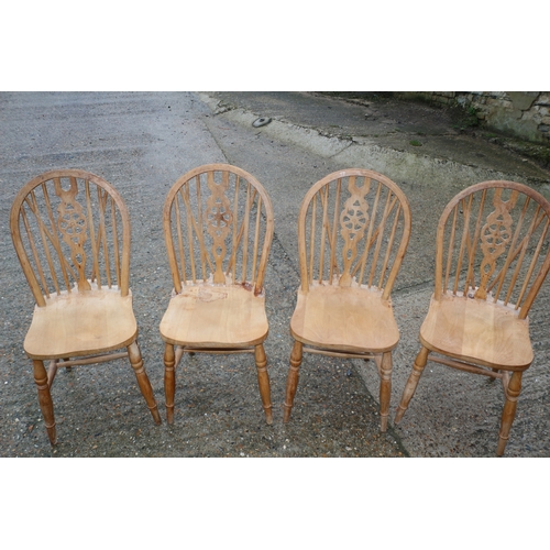 354 - Set of 4 Pine Wheel Spindle Back Chairs