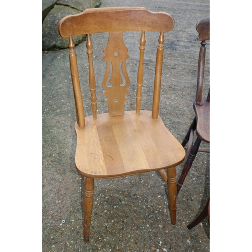 355 - Selection of Vintage Chairs Including a Pair of Spindle Back Chairs a Rattan Seat Chair and a Bobbin... 