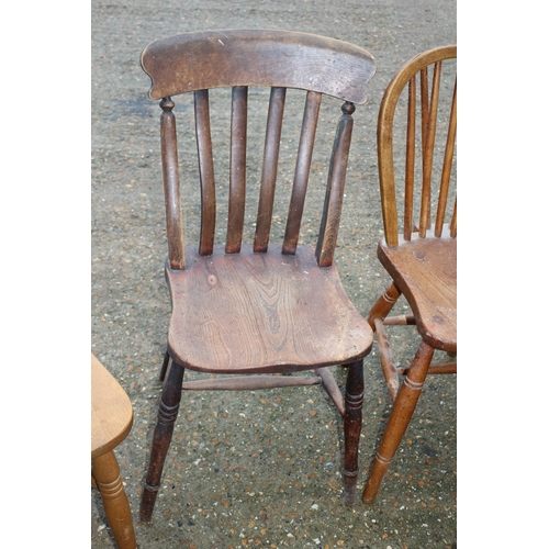 355 - Selection of Vintage Chairs Including a Pair of Spindle Back Chairs a Rattan Seat Chair and a Bobbin... 