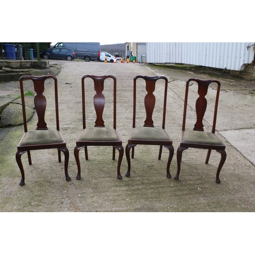 357 - Set of 4 Mahogany Victorian High Back Drop Seat Chairs - All Joints Are Firm