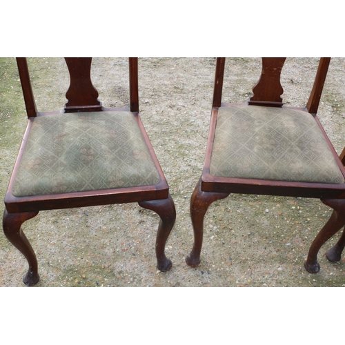 357 - Set of 4 Mahogany Victorian High Back Drop Seat Chairs - All Joints Are Firm