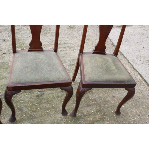 357 - Set of 4 Mahogany Victorian High Back Drop Seat Chairs - All Joints Are Firm