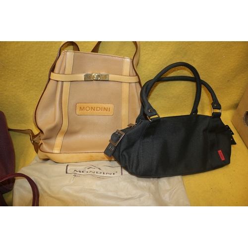 366 - 4 Handbags, Names Including Antler, Pull & Bear, Hugo, Mondini With Dust Cover & 3 Manicure Sets