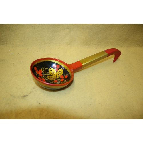 377 - Hand Painted Vintage Wooden Russian Ladle