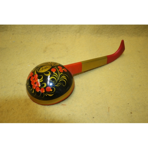 377 - Hand Painted Vintage Wooden Russian Ladle