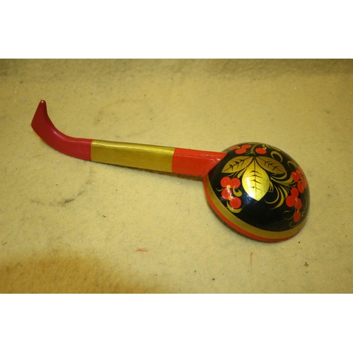 377 - Hand Painted Vintage Wooden Russian Ladle