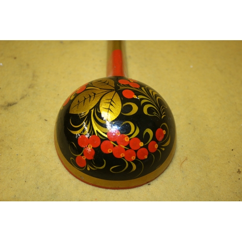 377 - Hand Painted Vintage Wooden Russian Ladle