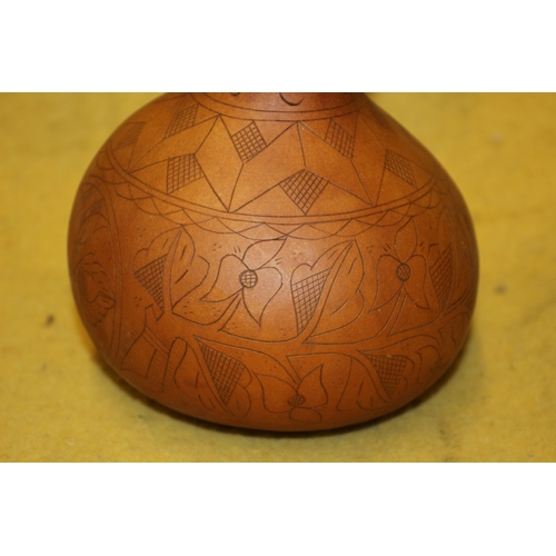 388 - Highly Carved and Penned Antique Double Gourd