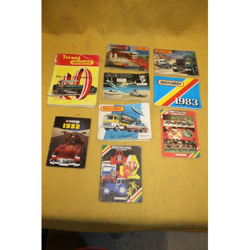 392 - Selection of 1970/80's Corgi, Matchbox, Britain's and Tri-ang Catalogues including James Bond Models