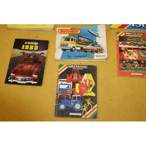 392 - Selection of 1970/80's Corgi, Matchbox, Britain's and Tri-ang Catalogues including James Bond Models