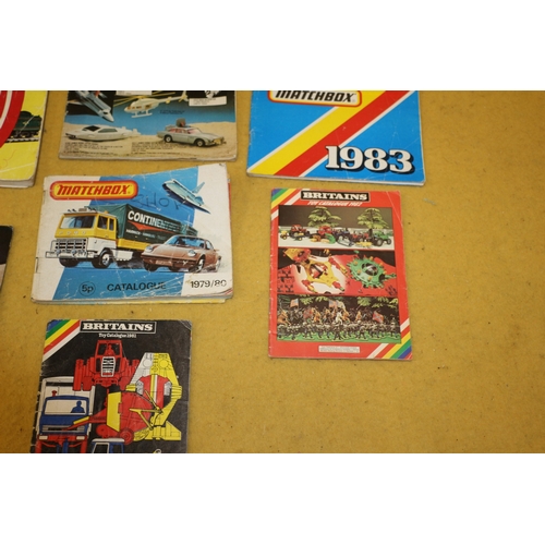 392 - Selection of 1970/80's Corgi, Matchbox, Britain's and Tri-ang Catalogues including James Bond Models