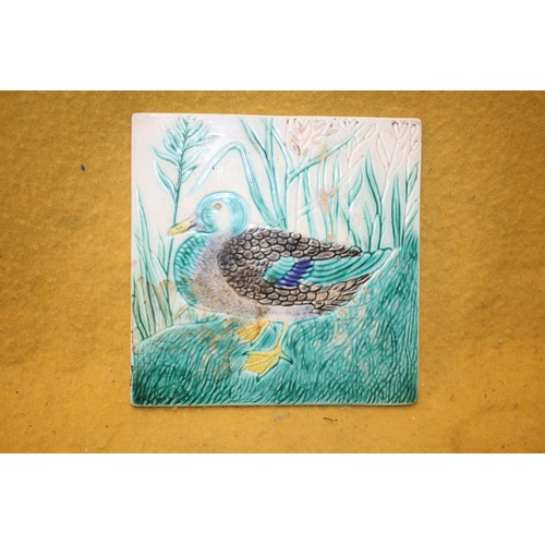 403 - Hand Painted Vintage Wall Tile Depicting a Duck by Geshultz