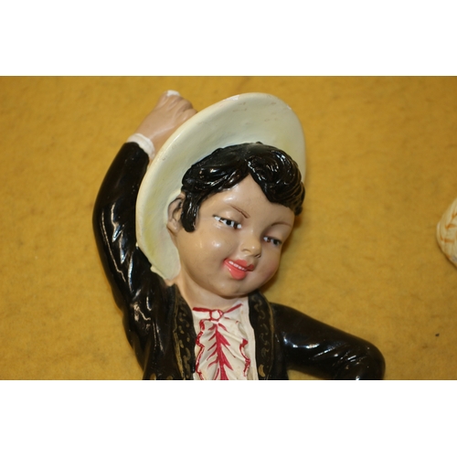 106 - Mid Century Mexican Boy & Girl Wall Hanging Busts