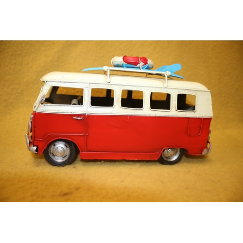 131 - Tin Plate Campervan with Surf Boards