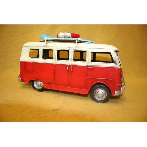 131 - Tin Plate Campervan with Surf Boards