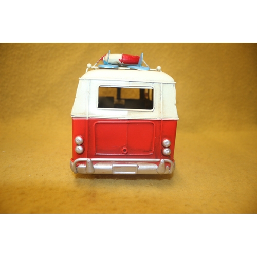 131 - Tin Plate Campervan with Surf Boards