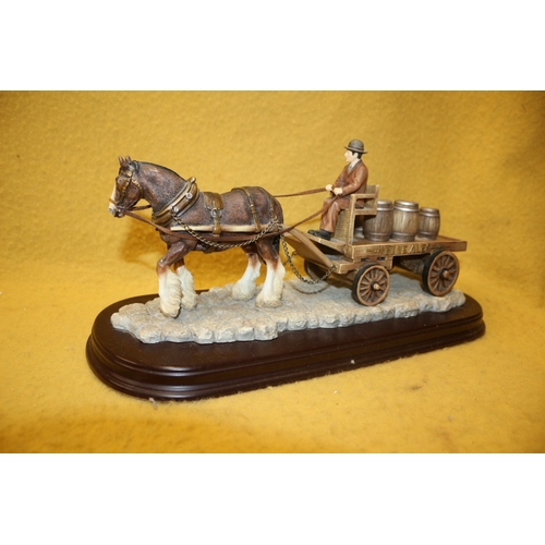 141 - Horse & Cart With Barrels, 33cm Long