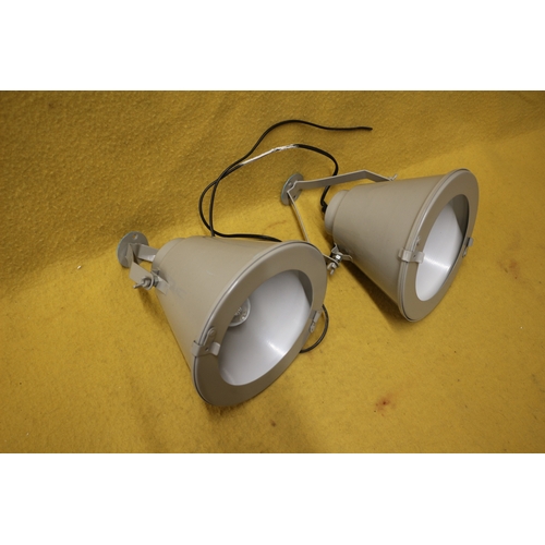 180 - x2 Grey Retro Metal Lights, 20.5cm Diameter