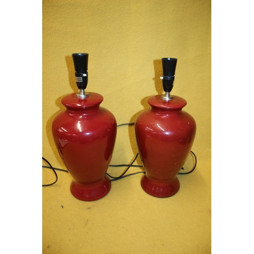 183 - Pair of Flambe Coloured Lamp Bases, 42cm Tall