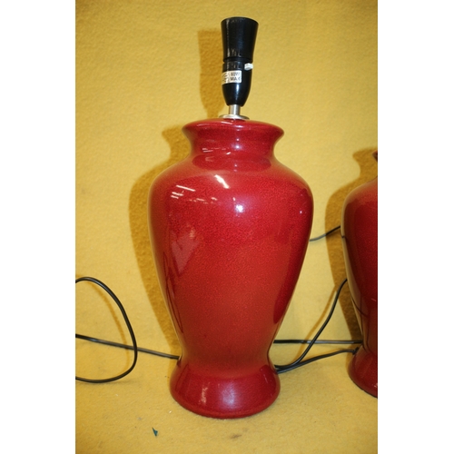 183 - Pair of Flambe Coloured Lamp Bases, 42cm Tall