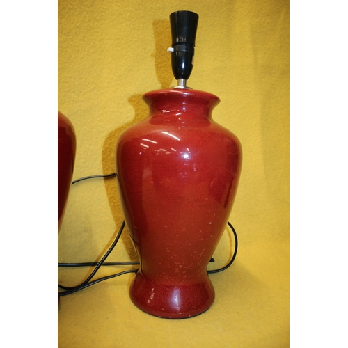 183 - Pair of Flambe Coloured Lamp Bases, 42cm Tall