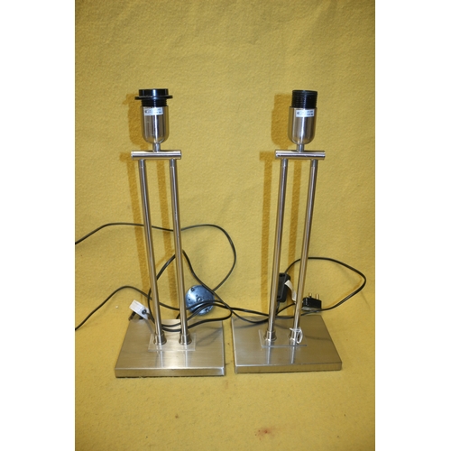 184 - Pair of Brushed Metal Lamps, 49.5cm Tall