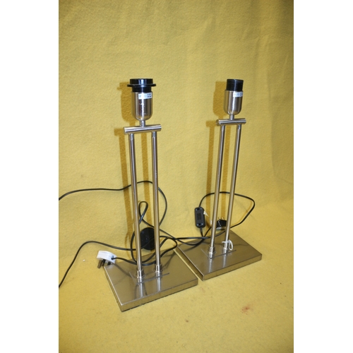 184 - Pair of Brushed Metal Lamps, 49.5cm Tall