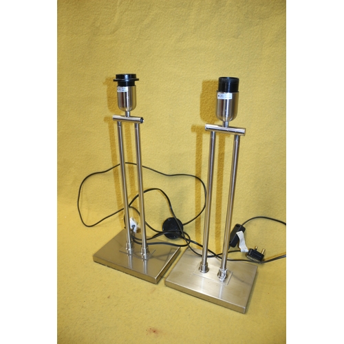 184 - Pair of Brushed Metal Lamps, 49.5cm Tall