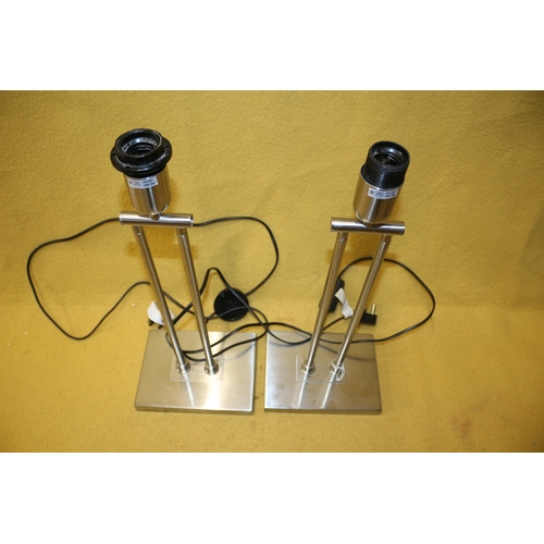 184 - Pair of Brushed Metal Lamps, 49.5cm Tall